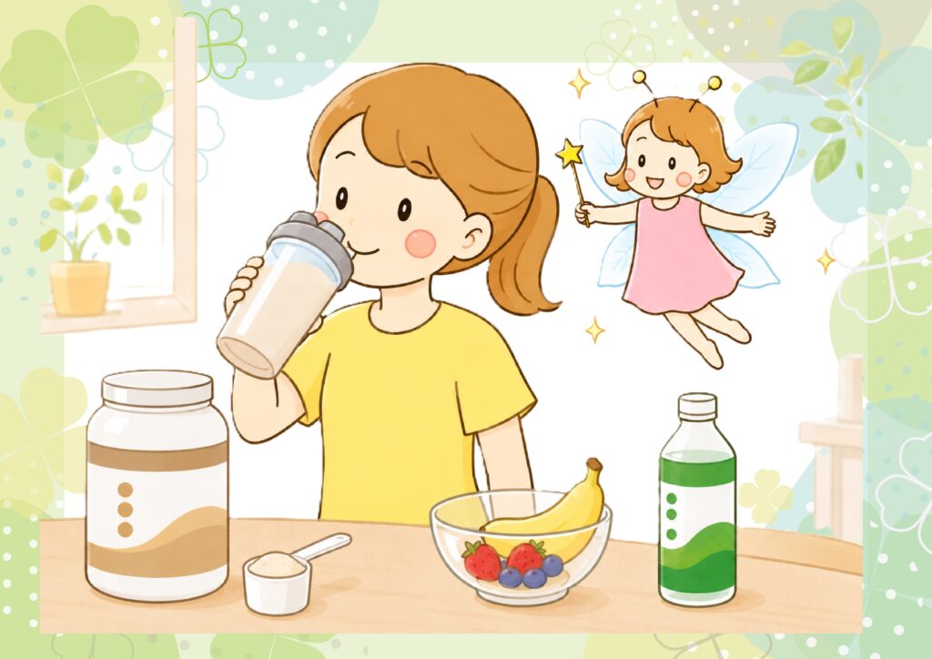 ミネラルドリンクのある朝ごはん