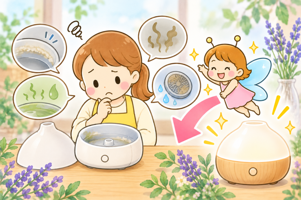 ディフューザーの修理と買い替えを比べるイメージ