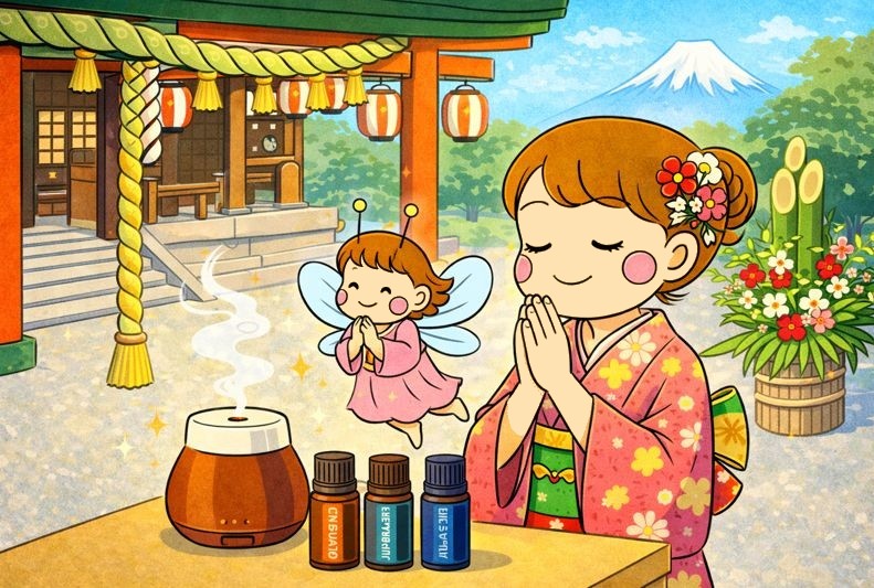 初詣の神社とお正月のイメージ